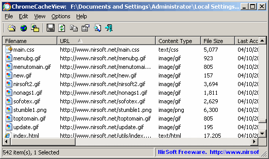 View Chrome Cache