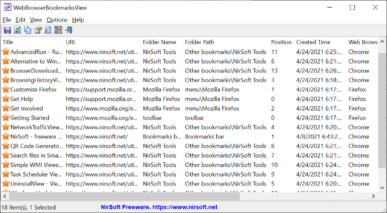 Web Browser Bookmarks Viewer