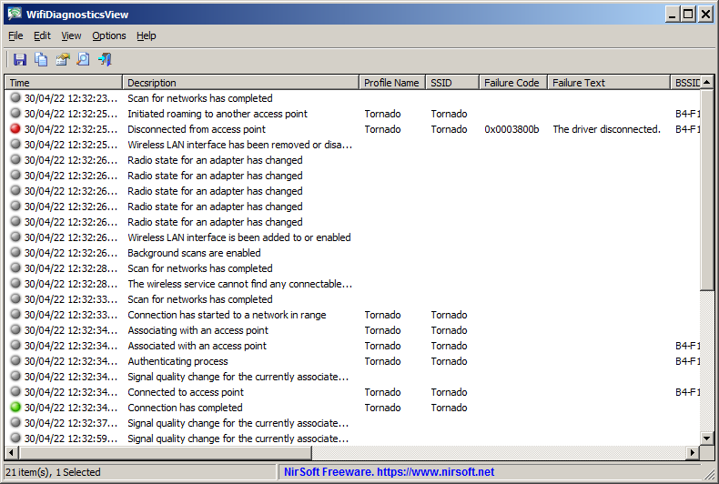 Wifi diagnostics tool for Windows